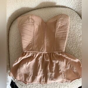 Parker Strapless Quilted Bustier top in Blush, XS